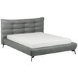 POLSTERBETT 180/200 cm,  in Grau, gepolstertes Kopfteil,  - Schwarz/Grau, Design, Leder/Metall (180/200cm) - Esposa