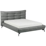 POLSTERBETT 180/200 cm,  in Grau, gepolstertes Kopfteil,  - Schwarz/Grau, Design, Leder/Metall (180/200cm) - Esposa