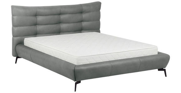 POLSTERBETT 180/200 cm,  in Grau, gepolstertes Kopfteil,  - Schwarz/Grau, Design, Leder/Metall (180/200cm) - Esposa