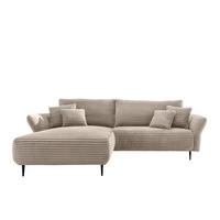 ECKSOFA  in Cord Cappuccino  178/264-302 cm  - Schwarz/Cappuccino, Design, Textil/Metall (178/264-302cm) - Livetastic