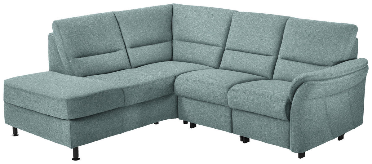 ECKSOFA in Flachgewebe Hellblau  - Schwarz/Hellblau, Modern, Textil/Metall (203/227cm) - Beldomo System