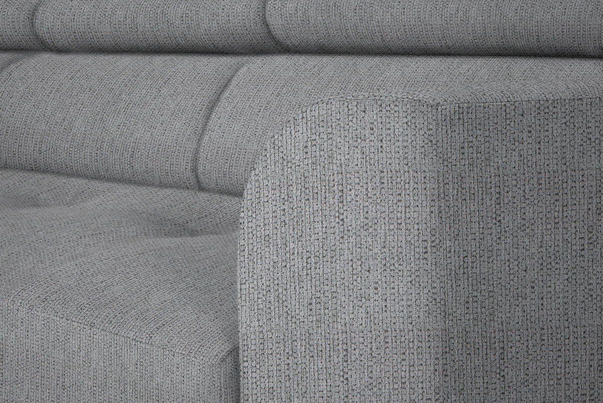 ECKSOFA in Webstoff Silberfarben  205/280 cm  - Silberfarben/Schwarz, Design, Textil/Metall (205/280cm) - Xora