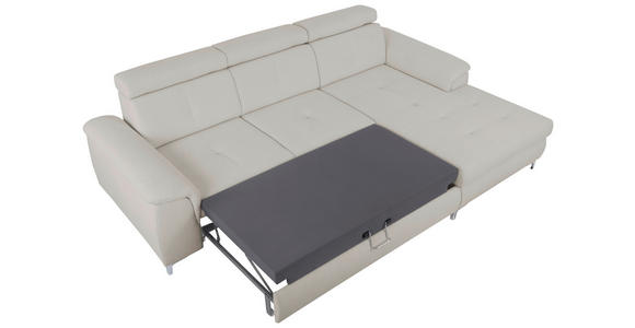ECKSOFA Greige Flachgewebe - Chromfarben/Greige, KONVENTIONELL, Textil/Metall (268/175cm) - Carryhome
