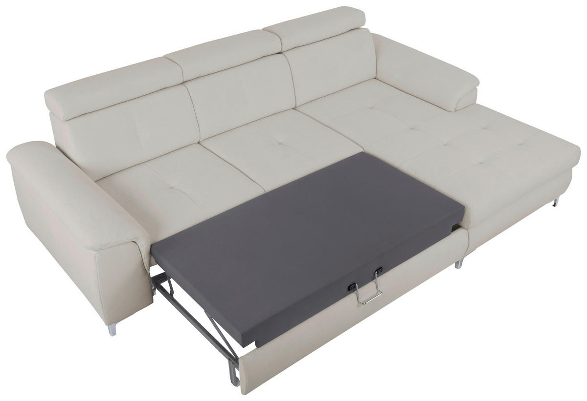 ECKSOFA in Flachgewebe Greige  - Chromfarben/Greige, Konventionell, Textil/Metall (268/175cm) - Carryhome