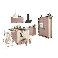 ECKKÜCHE  in Rosa, Tannenholzfarben  - Tannenholzfarben/Schwarz, Design, Holzwerkstoff/Metall (121,6/280/150cm) - Xora