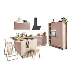 ECKKÜCHE  in Rosa, Tannenholzfarben  - Tannenholzfarben/Schwarz, Design, Holzwerkstoff/Metall (121,6/280/150cm) - Xora