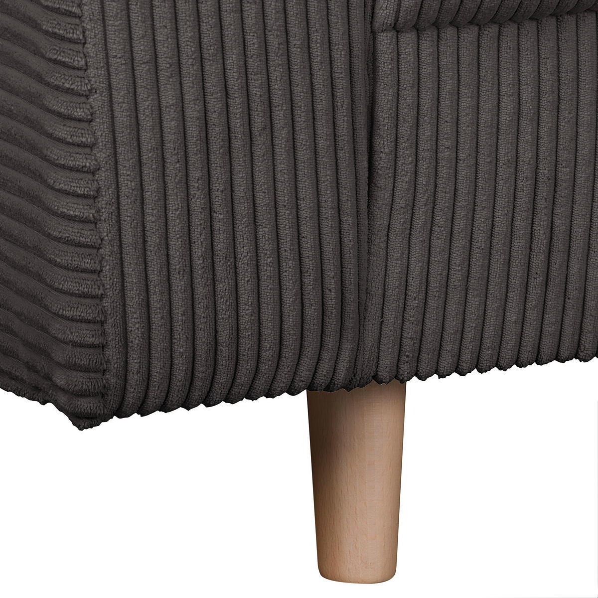 ECKSOFA Ariella in Cord Dunkelgrau  231/161 cm  - Dunkelgrau/Naturfarben, Design, Holz/Textil (231/161cm) - Livetastic