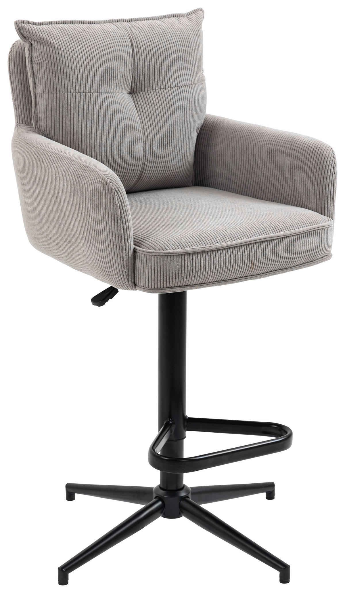 BARHOCKER Cord Taupe Eisen Stoffauswahl, Sitzfläche 360° drehbar, inklusive Armlehnen  - Taupe/Schwarz, Design, Textil/Metall (54/98-120/58cm) - Novel