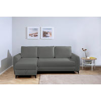 ECKSOFA Moli Dunkelgrau Bouclé  - Dunkelgrau/Schwarz, Design, Textil/Metall (236/148cm) - MID.YOU