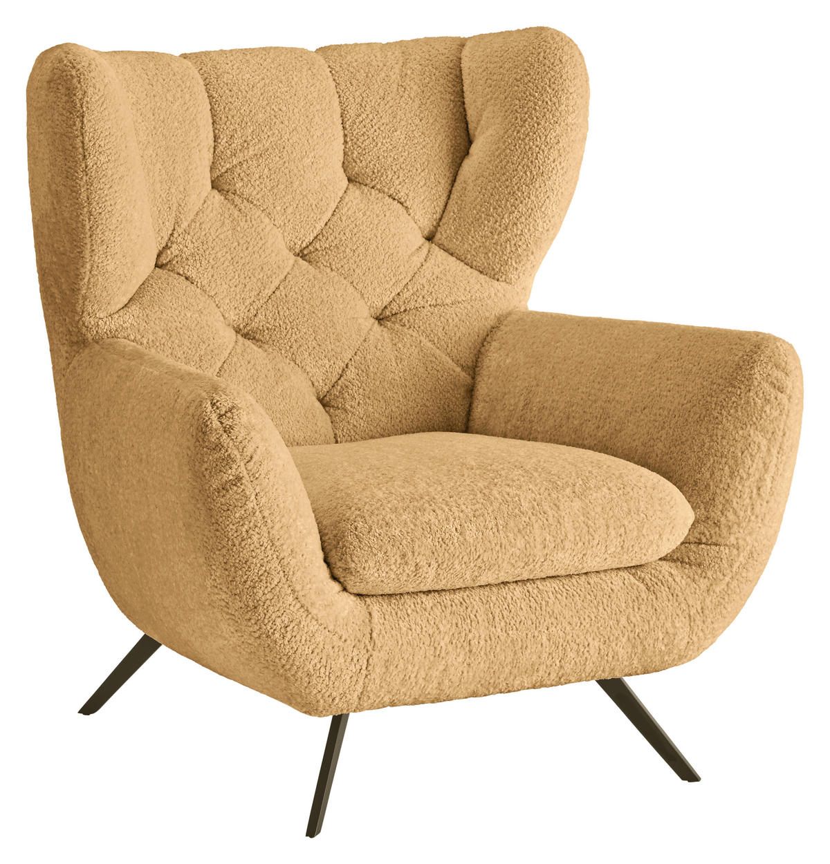 CHESTERFIELD-SESSEL Chenille Goldfarben  - Goldfarben/Schwarz, MODERN, Textil/Metall (100/94/95cm) - Pure Home Lifestyle