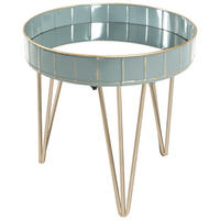 BEISTELLTISCH in Metall, Glas 41/41/40 cm  - Blau/Bronzefarben, LIFESTYLE, Glas/Metall (41/41/40cm)