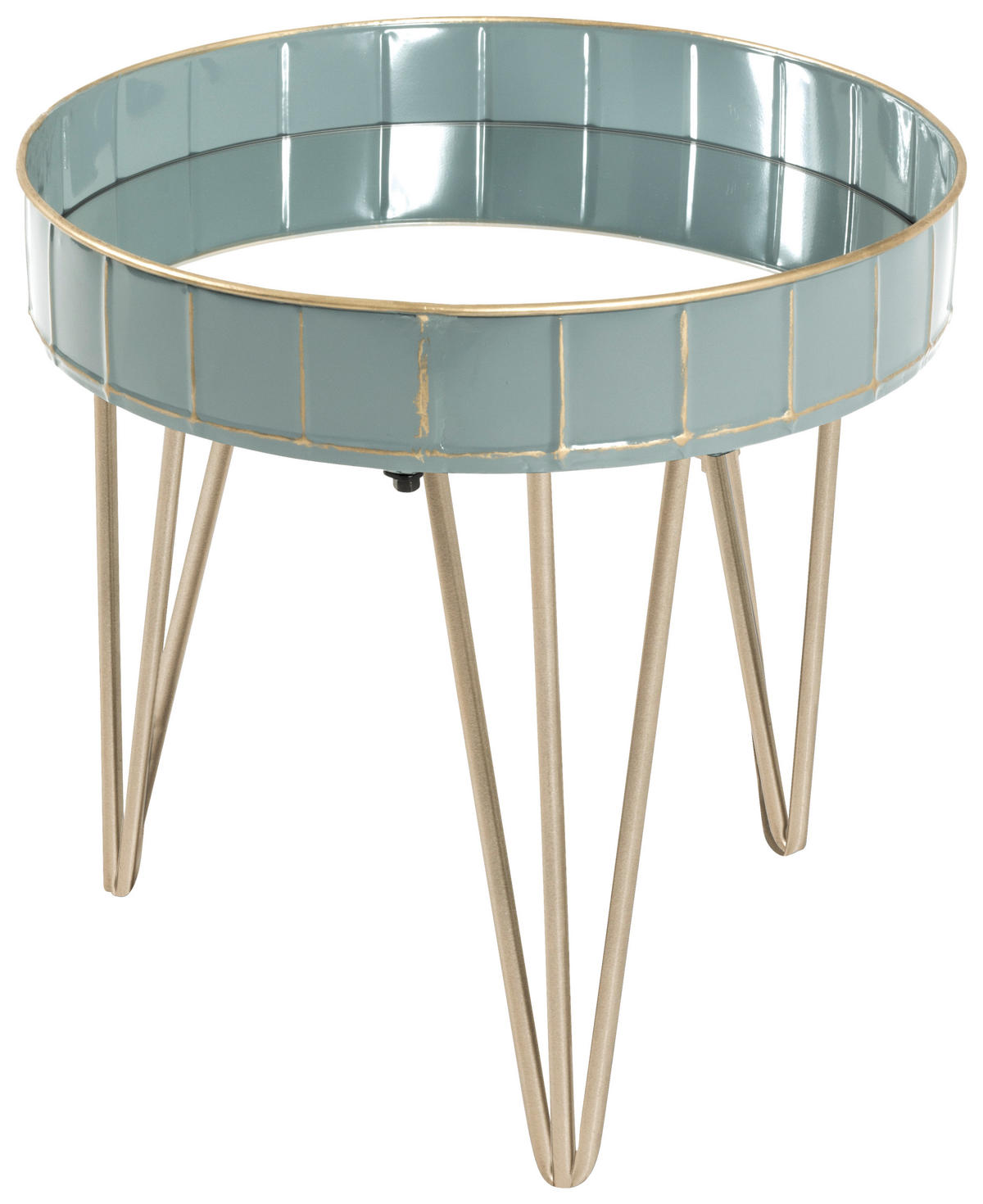 BEISTELLTISCH in Metall, Glas 41/41/40 cm  - Blau/Bronzefarben, LIFESTYLE, Glas/Metall (41/41/40cm)