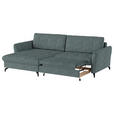 ECKSOFA in Flachgewebe, Leinenoptik Blau  - Blau/Schwarz, Design, Textil/Metall (170/242cm) - Xora