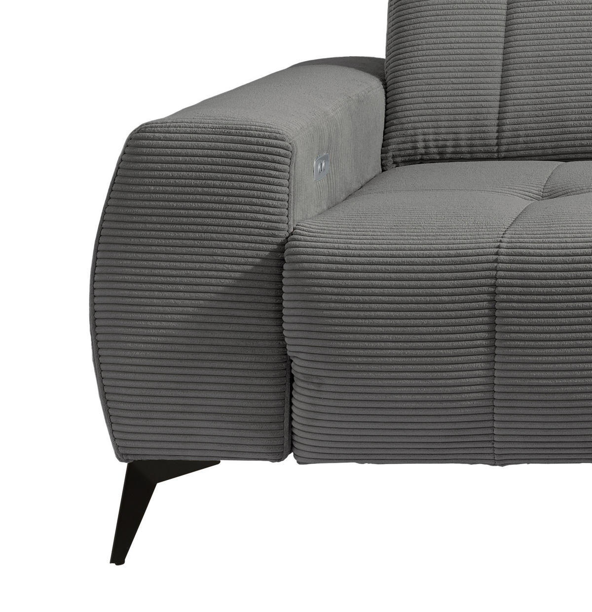 ECKSOFA Grau Cord  - Schwarz/Grau, MODERN, Textil/Metall (261/200cm) - Livetastic