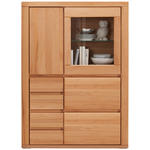 HIGHBOARD Kernbuche  98,4/139,6/37,7 cm  - Kernbuche/Grau, KONVENTIONELL, Glas/Holz (98,4/139,6/37,7cm) - Voleo