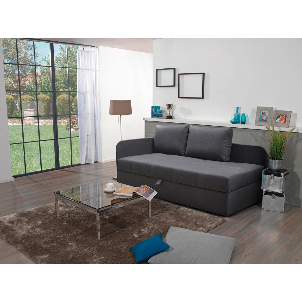 Thumbnail - Xora Liege, Grau, Textil, Uni, 2-Sitzer, Füllung: Baumwollfüllung, Polyurethan (Pur), 205x90x95 cm, Made in EU, Stoffaus...
