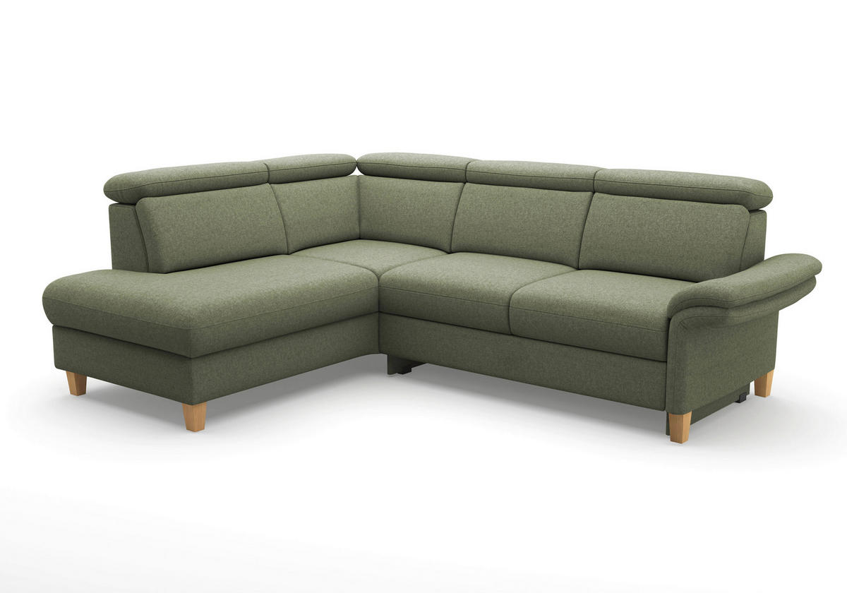 ECKSOFA GLENDALE E Olivgrün Flachgewebe  - Eichefarben/Olivgrün, KONVENTIONELL, Holz/Textil (193/247cm) - Sit & More