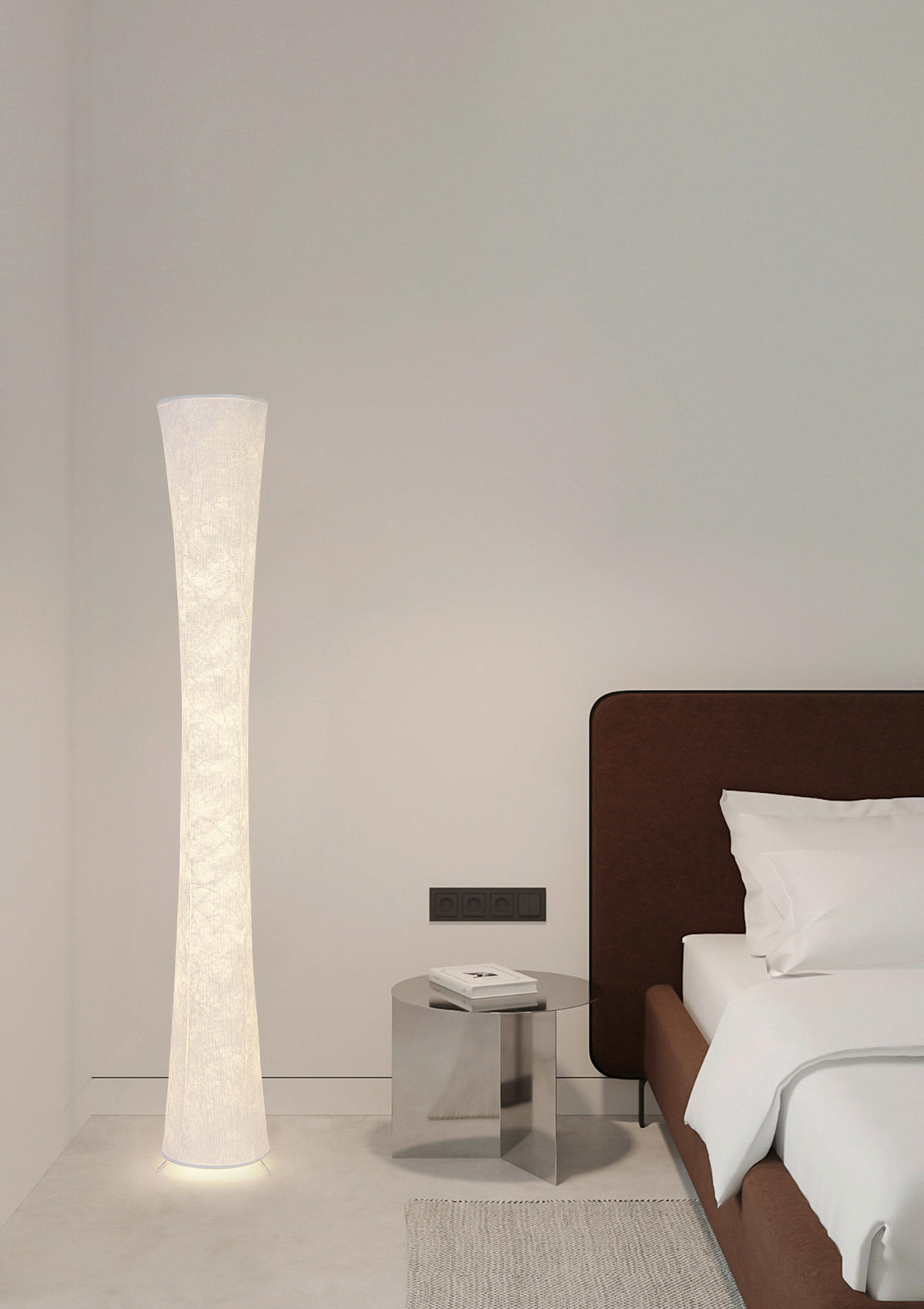 STOJACIA LED LAMPA, 23/158 cm  - biela, Basics, kov/textil (23/158cm) - Novel