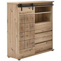 HÖG BYRÅ Quito  i 120/126/40 cm  - svart/ekfärgad, Lifestyle, metall/trämaterial (120/126/40cm) - MID.YOU