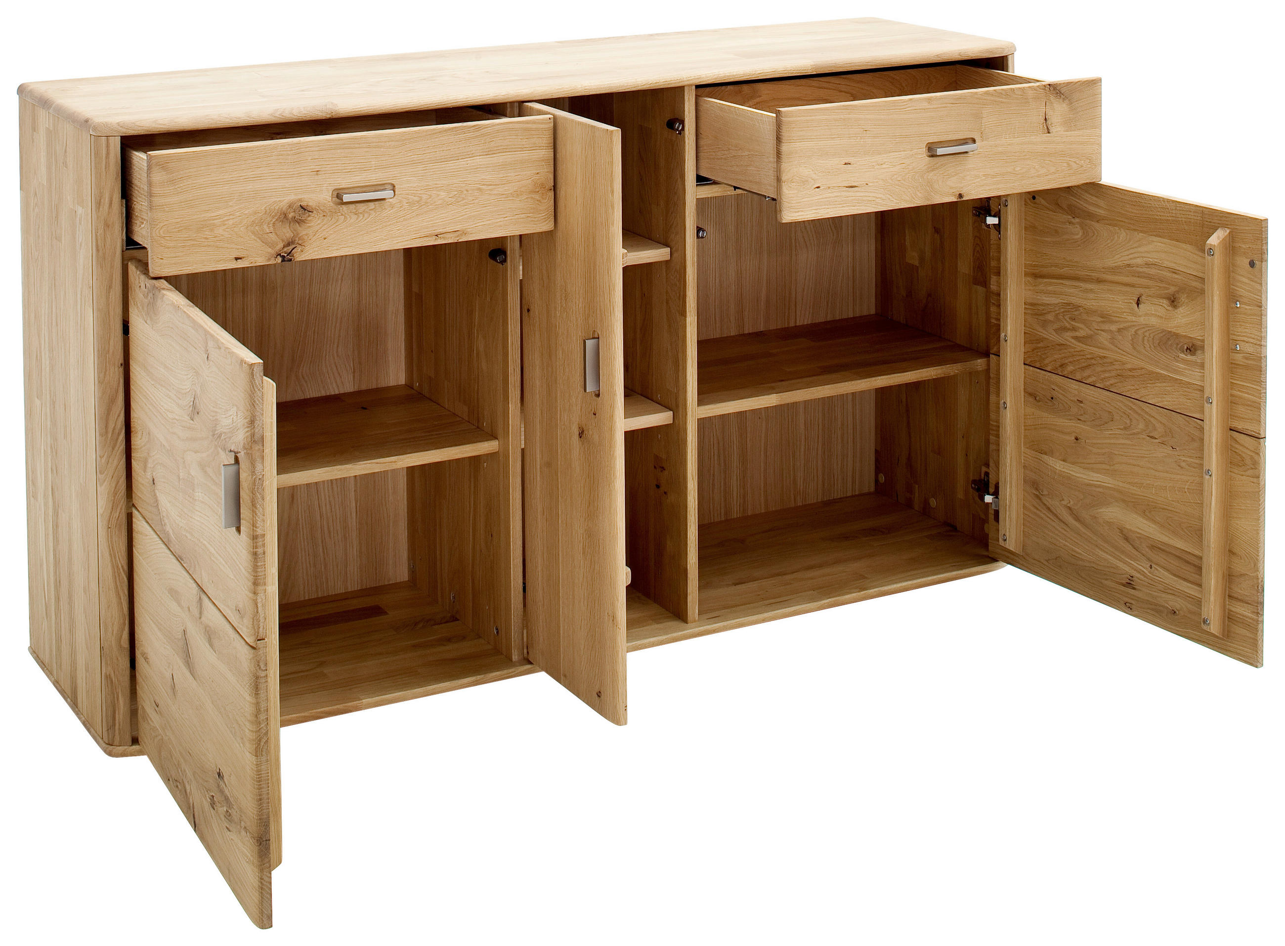 SIDEBOARD  in 156/90/44 cm  - Eichefarben/Silberfarben, Design, Holz/Metall (156/90/44cm) - Livetastic