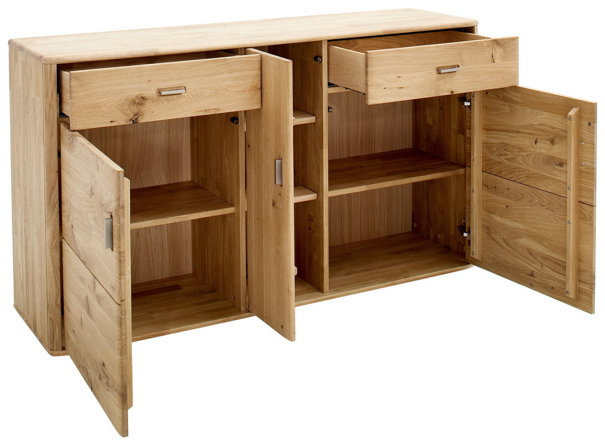 SIDEBOARD  in 156/90/44 cm  - Eichefarben/Silberfarben, Design, Holz/Metall (156/90/44cm) - Livetastic