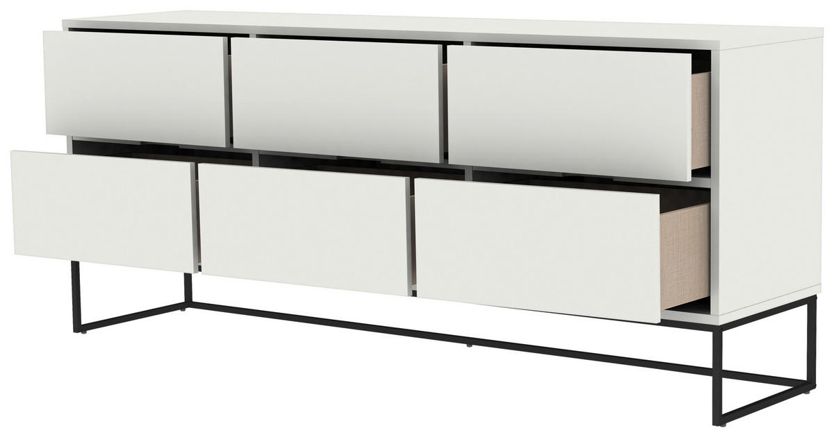 SIDEBOARD Lipp  in 176/76/43 cm  - Schwarz/Weiß, Design, Holzwerkstoff/Metall (176/76/43cm)