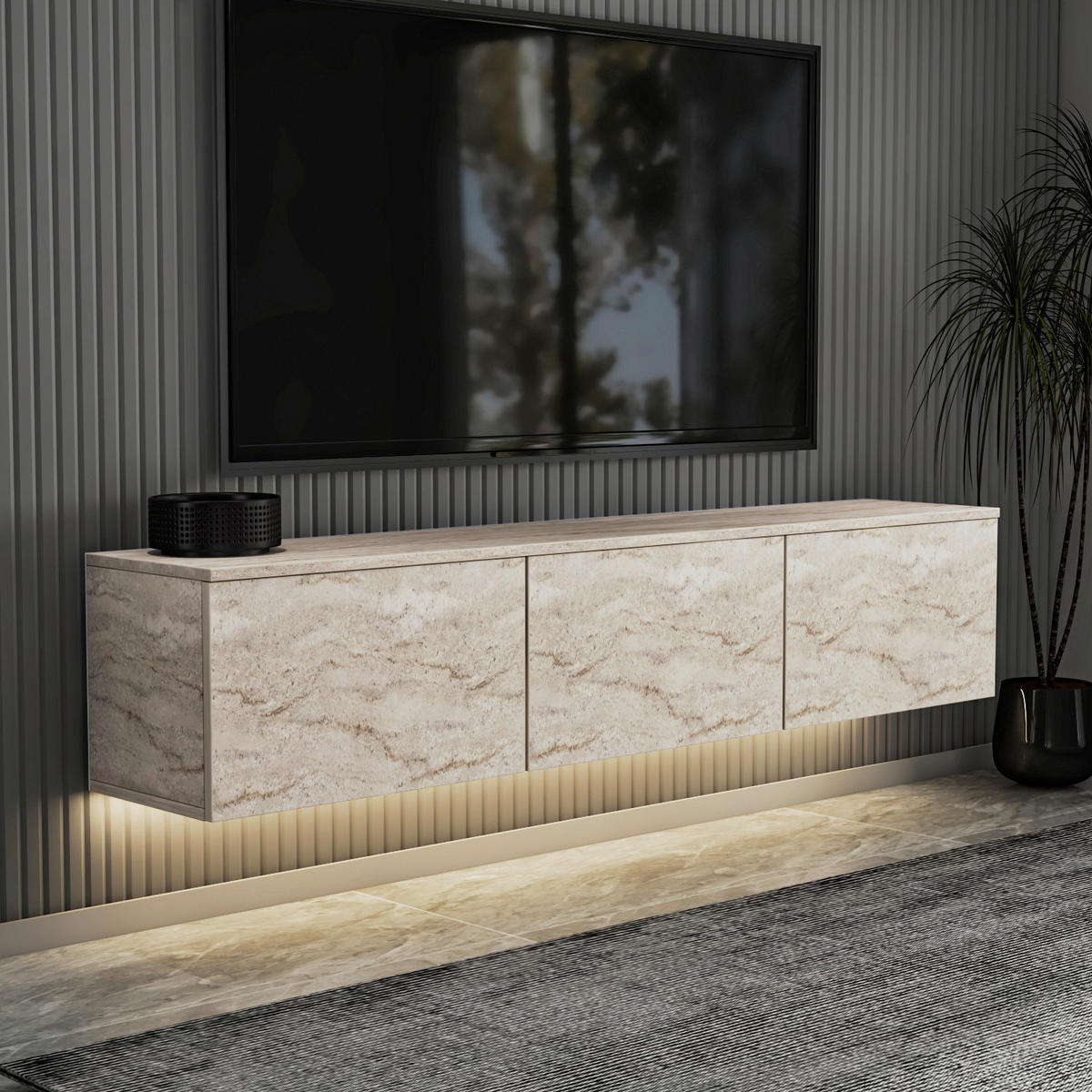 LOWBOARD Neon TV-Möbel  in 160/35/32 cm  - Eichefarben/Beige, Design, Holzwerkstoff (160/35/32cm) - Livetastic