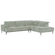 ECKSOFA Mintgrün Chenille Kopfteilverstellung, Sitztiefenverstellung  - Schwarz/Mintgrün, Design, Textil/Metall (307/243cm) - Xora