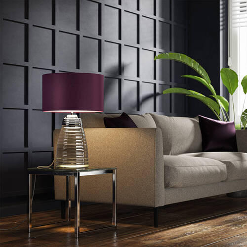 TISCHLEUCHTE - Klar/Aubergine, Design, Glas/Textil (41/64,3cm) - Elstead Lighting