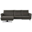 ECKSOFA in Echtleder Dunkelgrau  169/298 cm  - Dunkelgrau/Schwarz, Design, Leder/Metall (169/298cm) - Dieter Knoll