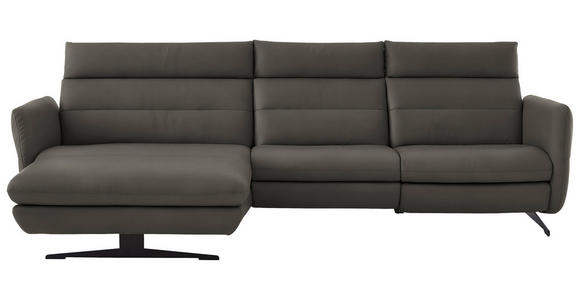 ECKSOFA in Echtleder Dunkelgrau  169/298 cm  - Dunkelgrau/Schwarz, Design, Leder/Metall (169/298cm) - Dieter Knoll