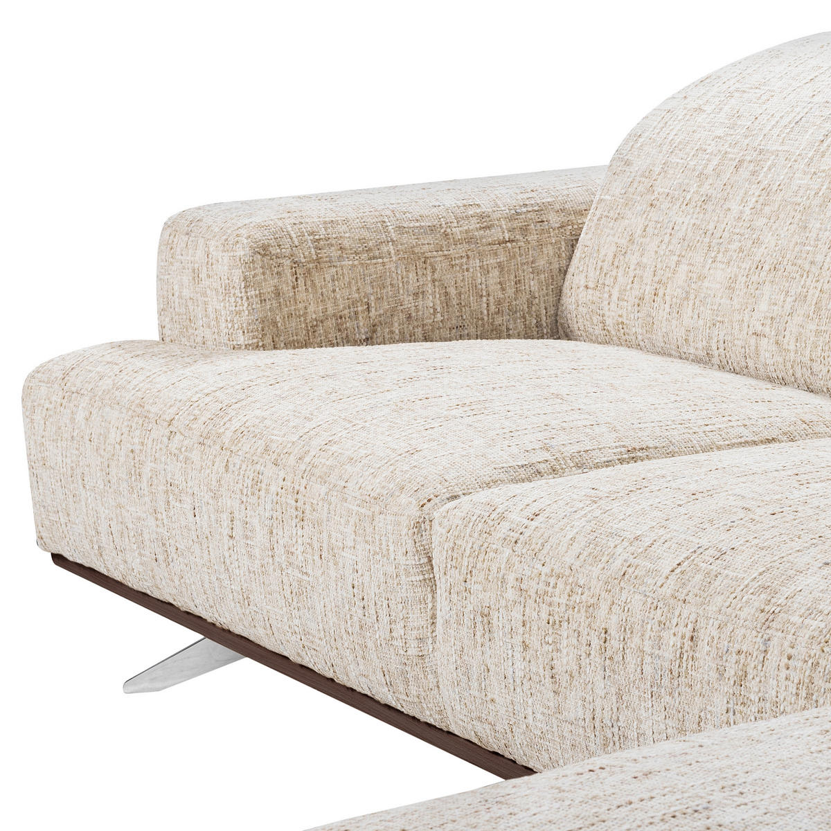 ECKSOFA PORTLAND in Struktur Beige Kopfteilverstellung  295/187 cm  - Chromfarben/Beige, Design, Holz/Textil (295/187cm) - Livetastic