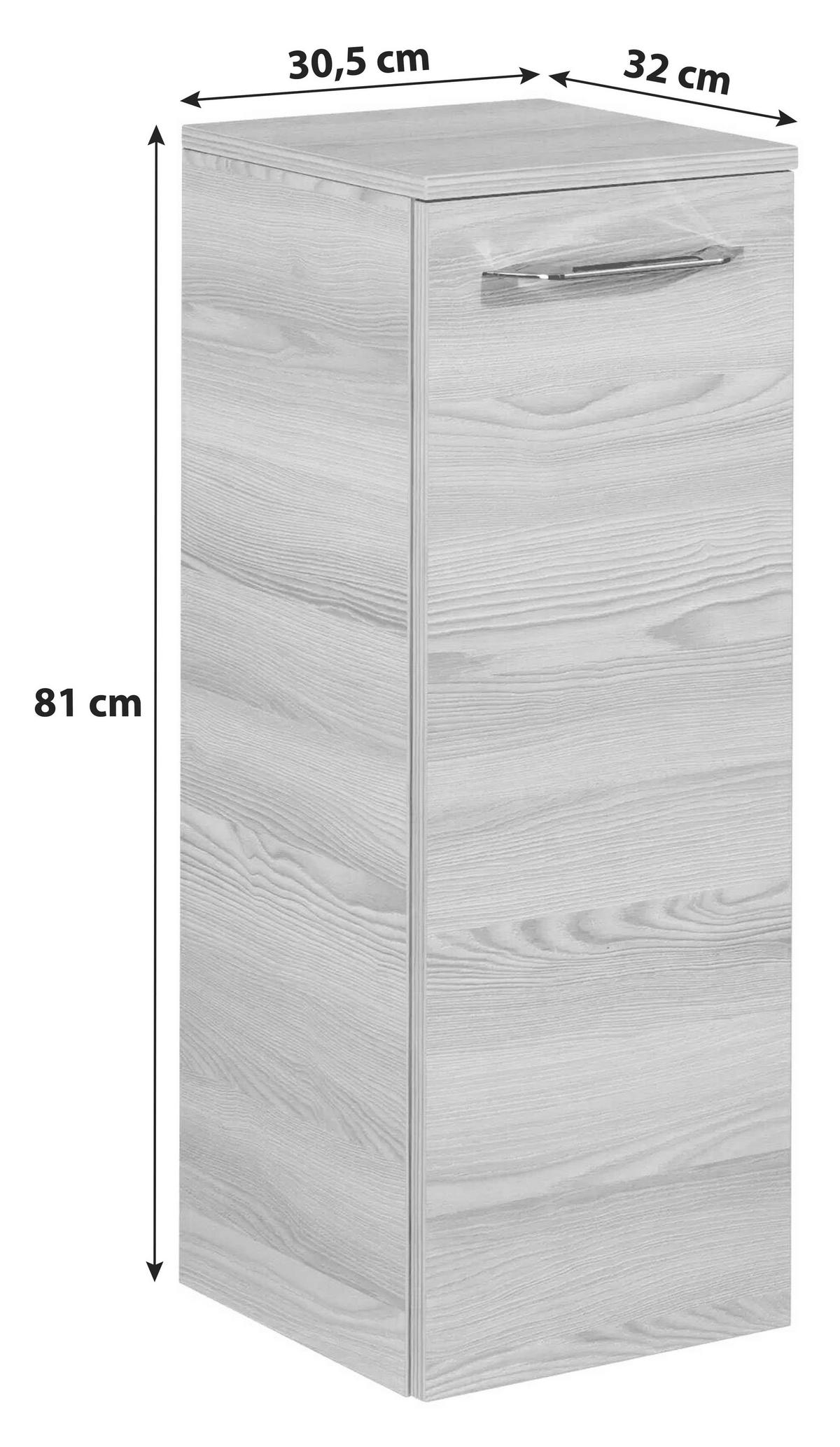 UNTERSCHRANK 30,5/81/32 cm   - Eschefarben/Alufarben, MODERN, Glas/Holzwerkstoff (30,5/81/32cm) - MID.YOU