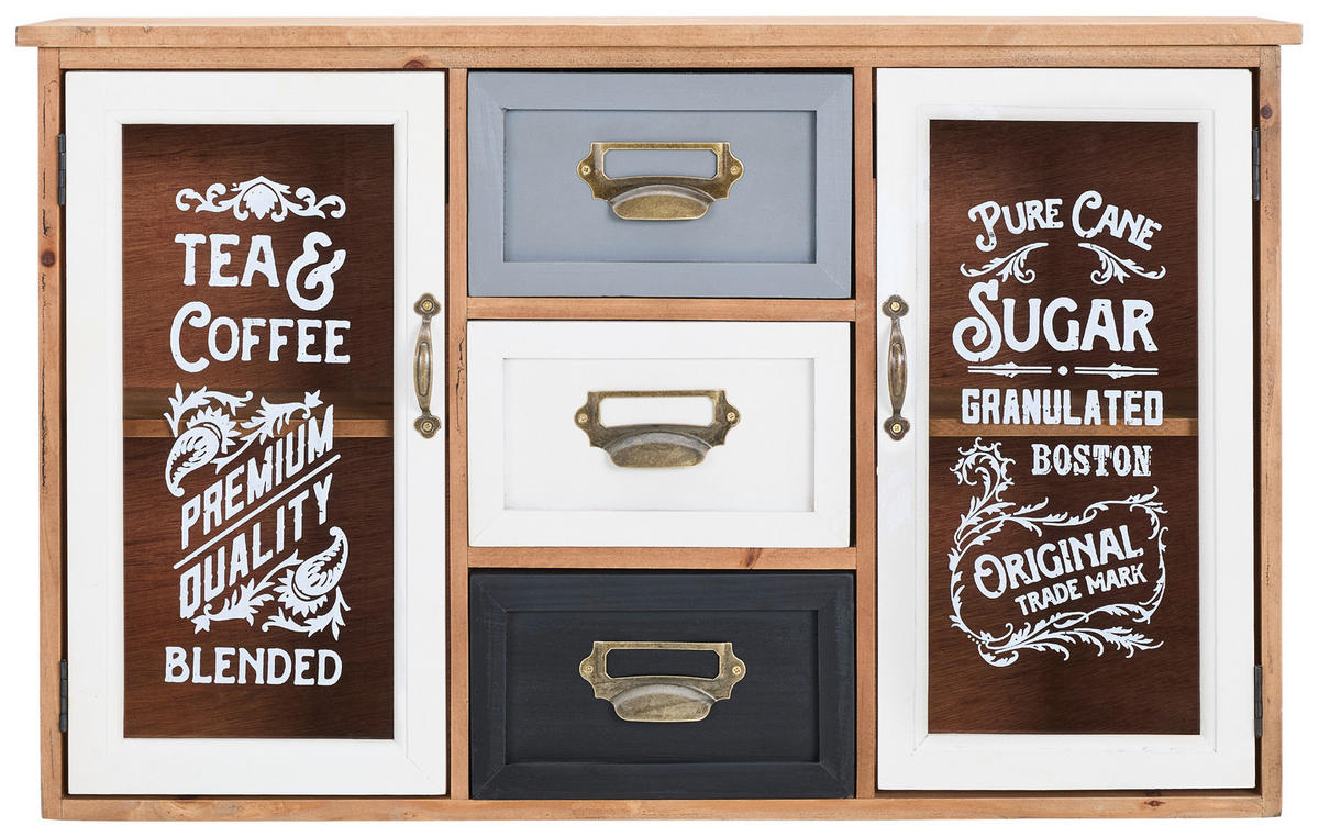 HÄNGEVITRINE in massiv Tanne Multicolor, Naturfarben  - Goldfarben/Multicolor, LIFESTYLE, Holz/Metall (69,5/43/19cm) - Landscape