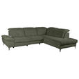 ECKSOFA Dunkelgrün Webstoff  - Dunkelgrün/Schwarz, KONVENTIONELL, Textil/Metall (288/225cm) - Carryhome