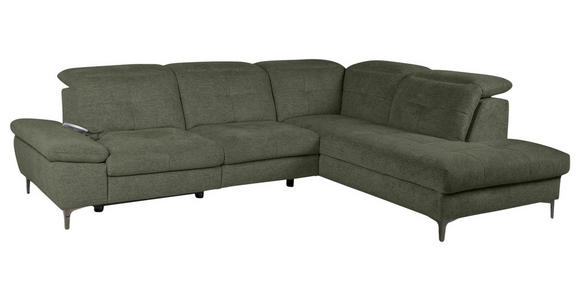 ECKSOFA Dunkelgrün Webstoff  - Dunkelgrün/Schwarz, KONVENTIONELL, Textil/Metall (288/225cm) - Carryhome