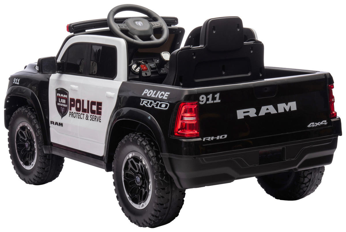 ELEKTRO-KINDERAUTO RAM 1500 POLICE TRUCK Schwarz, Weiß  - Schwarz/Weiß, KONVENTIONELL, Kunststoff/Metall (119/68/57cm)