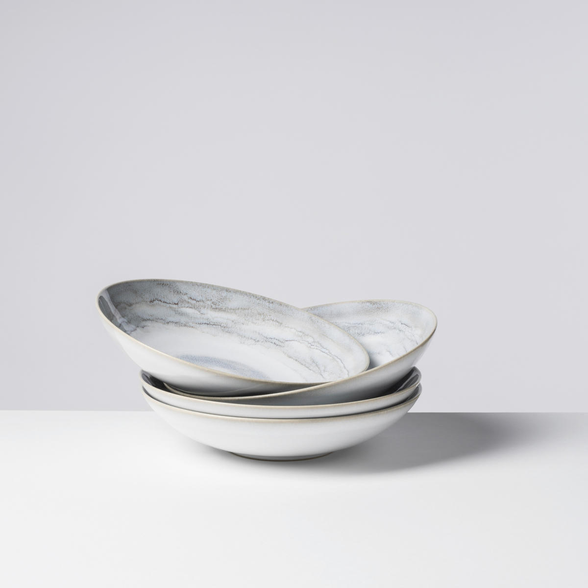 SUPPENTELLERSET TIEFER SEE 4-teilig  - Hellgrau/Weiß, Basics, Keramik (22,2/5cm) - Gipfelstück