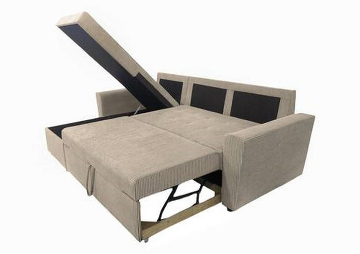ECKSOFA in Cord Taupe  155/231 cm  - Taupe/Schwarz, Design, Kunststoff/Textil (155/231cm) - MID.YOU