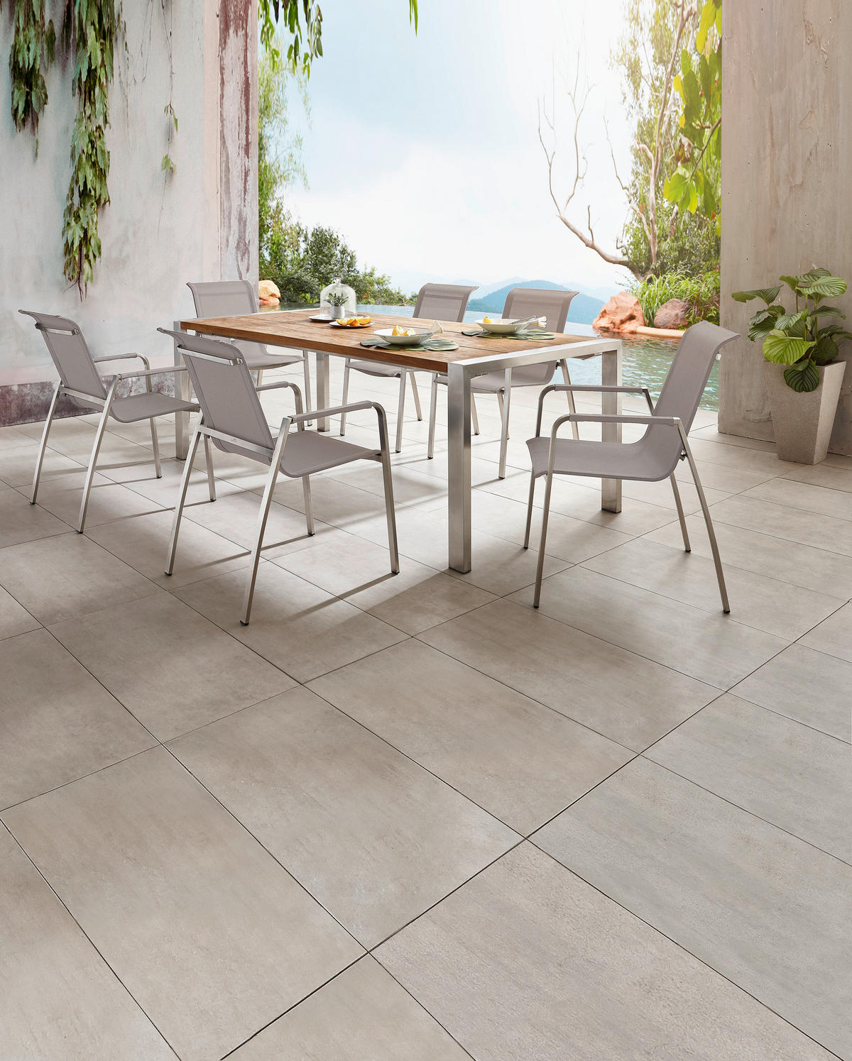 STAPELSESSEL Edelstahl Silberfarben, Taupe  - Taupe/Edelstahlfarben, Design, Textil/Metall (56/91/65,50cm) - Amatio
