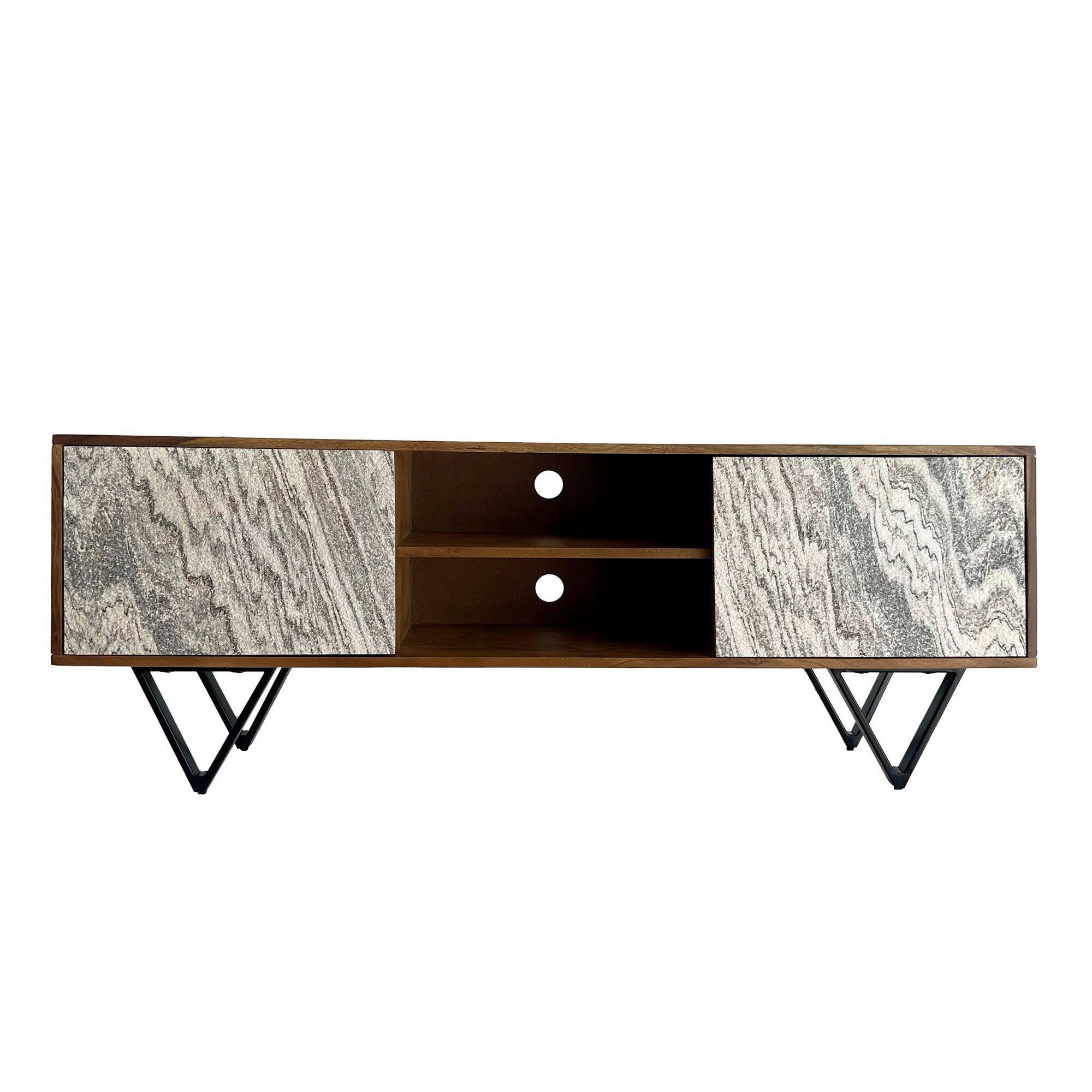 LOWBOARD  in 150/56/35 cm  - Sheeshamfarben/Schwarz, Natur, Holz/Metall (150/56/35cm) - Livetastic