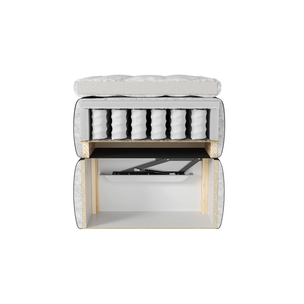 Thumbnail - Mid.you Boxbett, Braun, Holz, Textil, H3, Höhe ca. 27 cm, 140x200 cm, Bettkasten, gepolstertes Kopfteil, Stoffauswahl, T...