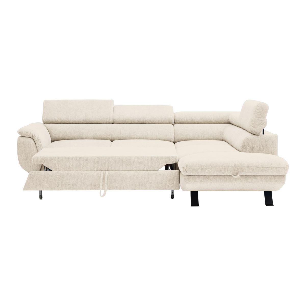 HÖRNSOFFA i vävt tyg beige  - beige/svart, Modern, metall/textil (257/198cm) - MID.YOU