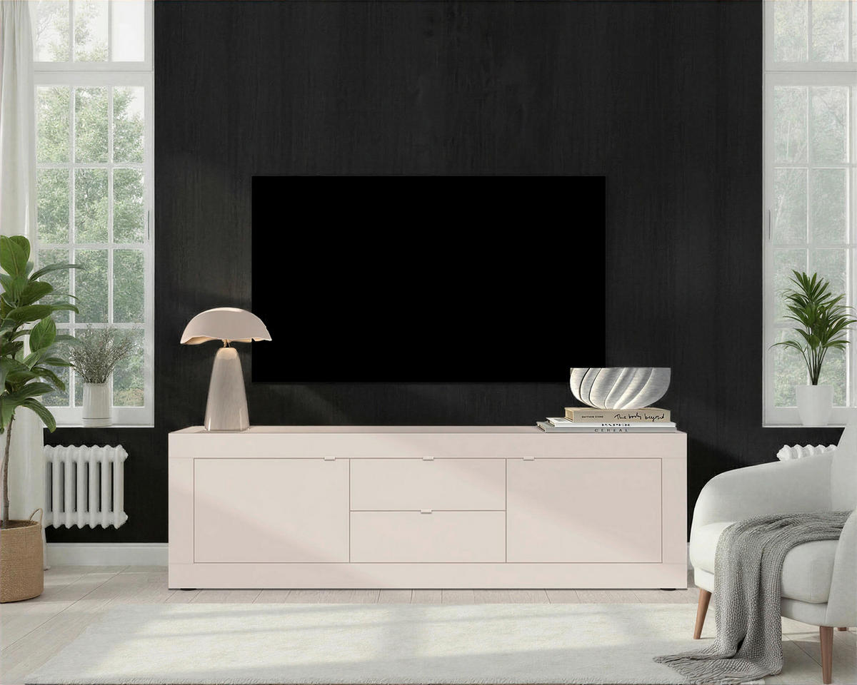 LOWBOARD  in 210/65/43 cm  - Kaschmir/Schwarz, Design, Holzwerkstoff/Kunststoff (210/65/43cm) - MID.YOU