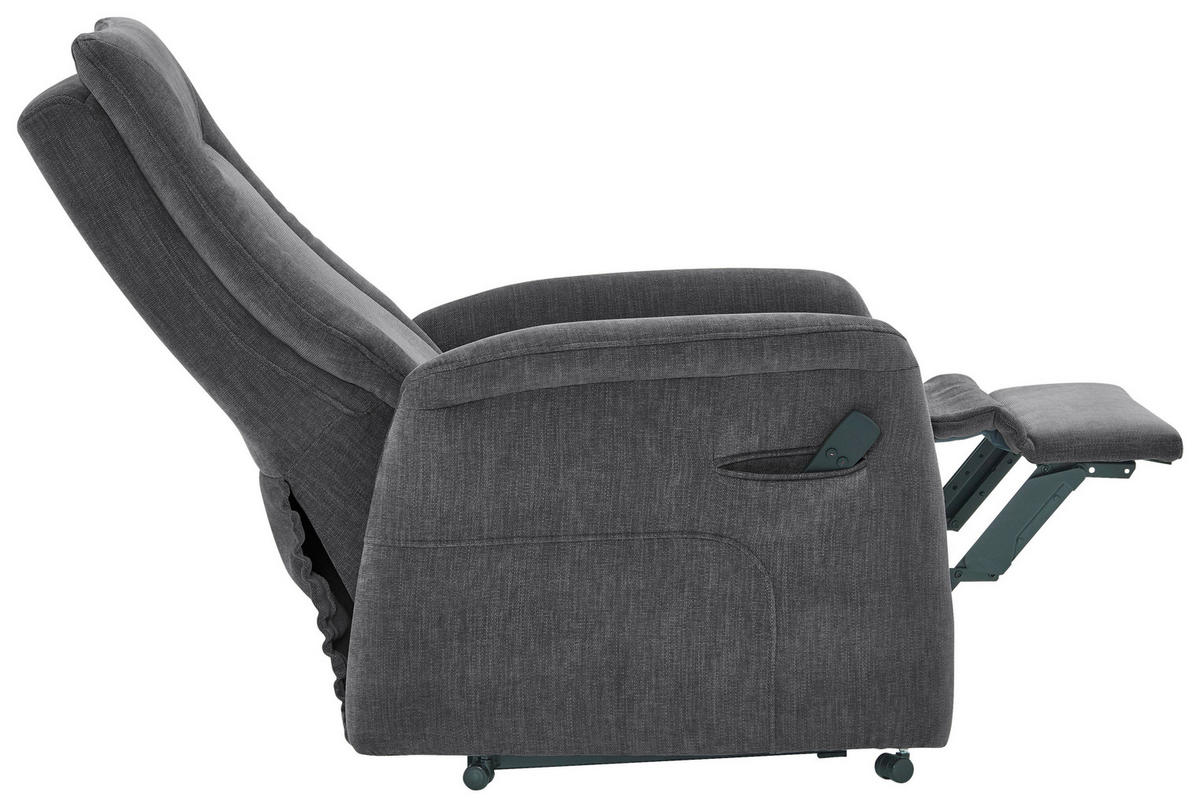 FERNSEHSESSEL in Chenille Anthrazit  - Anthrazit/Grau, Konventionell, Kunststoff/Textil (78/115/90cm) - Hukla