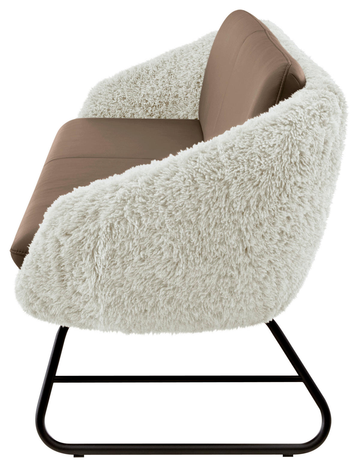 SITZBANK 219/87/78 cm  in Beige, Graubraun  - Beige/Graubraun, Design, Leder/Textil (219/87/78cm) - Koinor