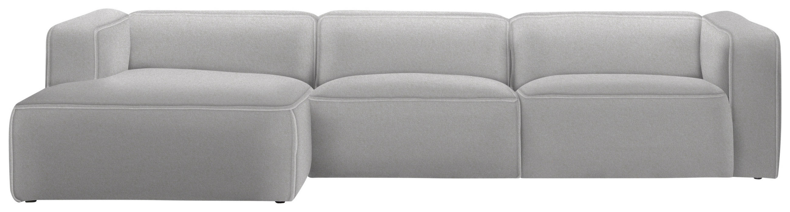 ECKSOFA in Webstoff Ecru  - Ecru/Schwarz, Design, Kunststoff/Textil (163/332cm) - Stylife