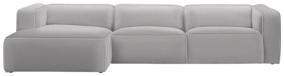 ECKSOFA in Webstoff Ecru  - Ecru/Schwarz, Design, Kunststoff/Textil (163/332cm) - Stylife