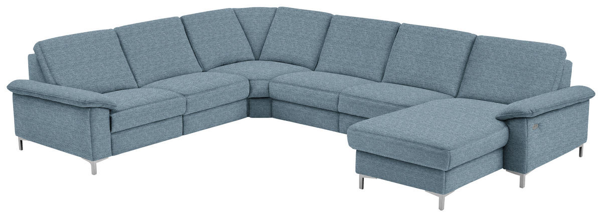 WOHNLANDSCHAFT in Chenille Blau  - Blau/Alufarben, Design, Textil/Metall (265/333/170cm) - Dieter Knoll