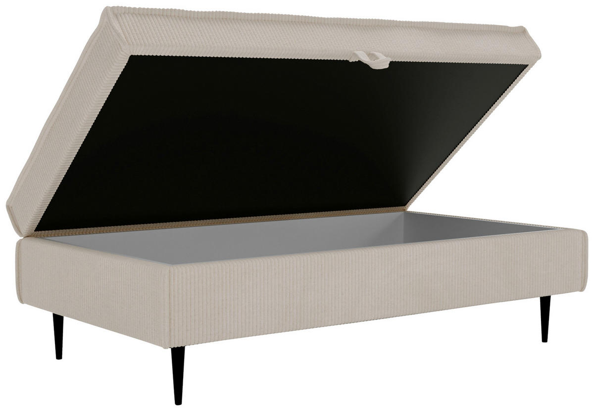 HOCKER in Textil Beige  - Beige/Schwarz, Design, Textil/Metall (135/45/75cm) - Livetastic